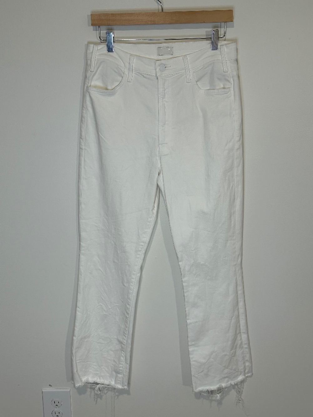 Mother The Hustler Ankle Fray Jeans Size 31 White